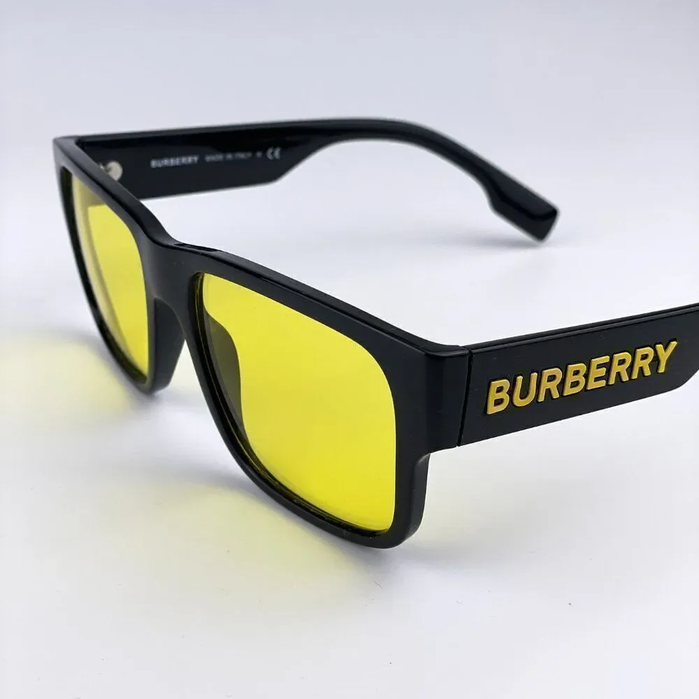 NEW Burberry KNIGHT BE4358 300185 Black Yellow Square Men Sunglasses